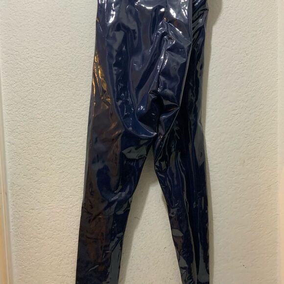 Commando Classic Faux Patent Leather Leggings High Rise Blue Pants Women’s Sz S - Picture 5 of 9